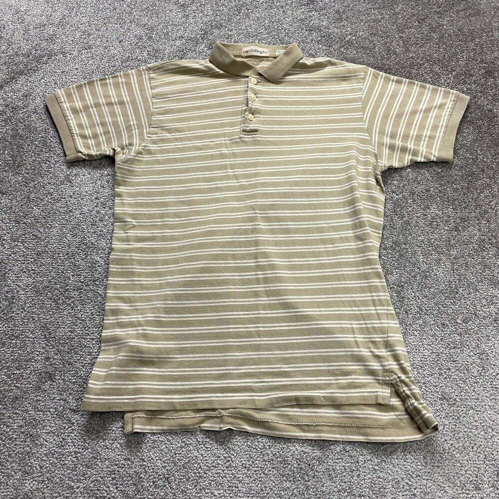 Gap Clothing Co Polo Shirt Womens Medium Beige White Striped Golf Rugby Vintage